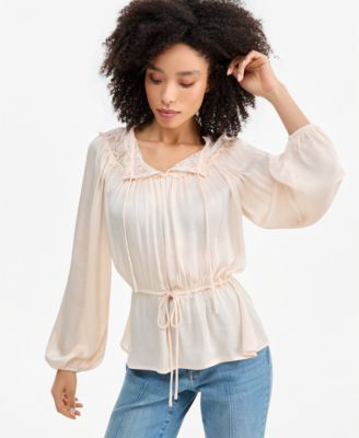 Women's Tie-Front Lace Blouse