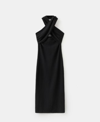 Women's Slit Crossed Halter Dress