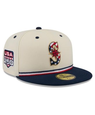 Men's Cream/Blue Seattle Mariners USA 250 Fourth of July 59FIFTY Fitted Hat