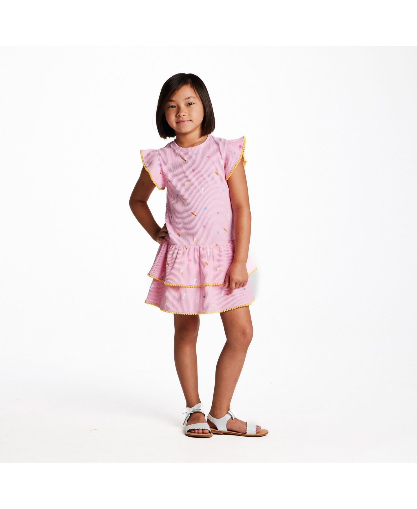Платье Andy & Evan /Child Rib Tiered Dress для девочек, цвет: Розовый — фото 4