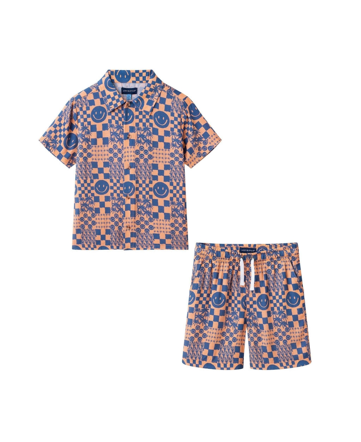 Andy & Evan Little Boys Andy and Evan Andy and Evan Allover Smiley Print Buttondown and Shorts Set