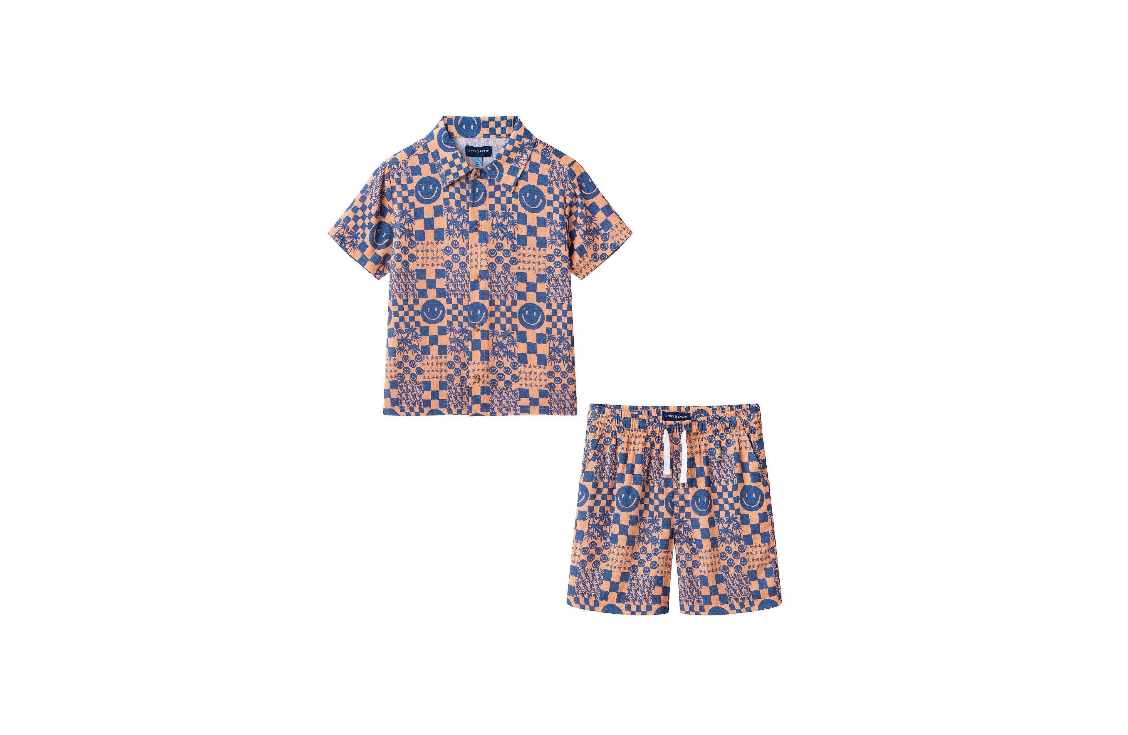 Andy & Evan Little Boys Andy and Evan Andy and Evan Allover Smiley Print Buttondown and Shorts Set
