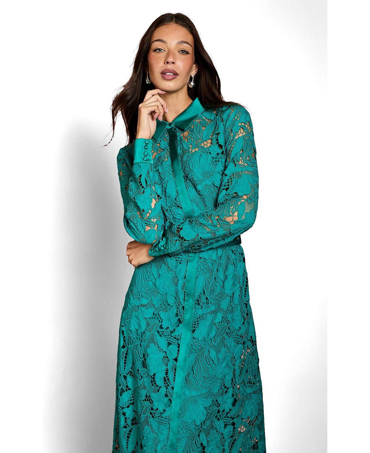 Coast Women's Lace Shirt Long Sleeve Dress view 2 — MAYCSS fashion products