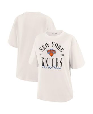 Women's White New York Knicks Peached Vintage T-Shirt