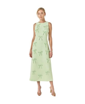 Women's Bow Detailed Sleeveless Midi Dress