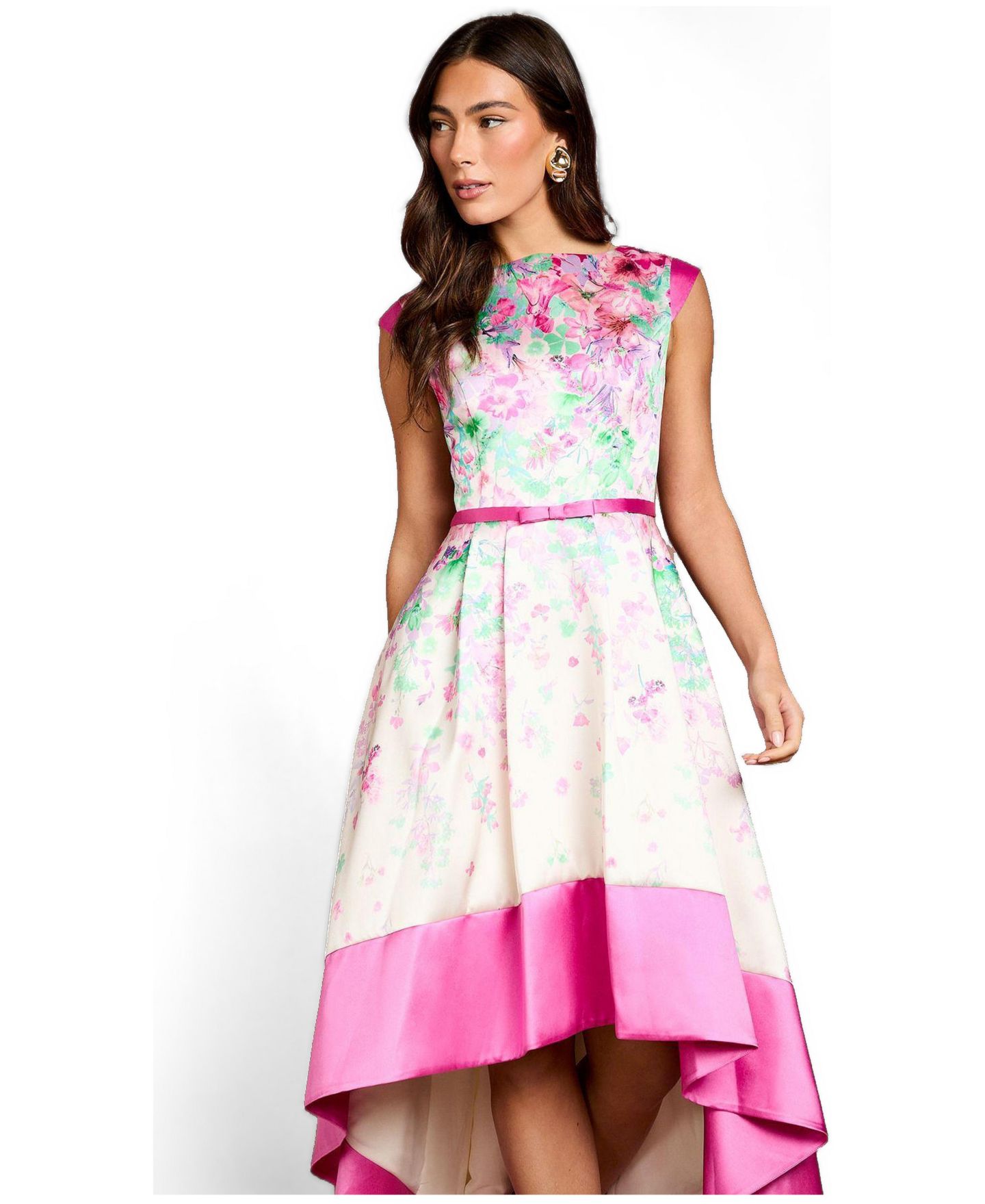 Женское платье Coast Floral High-Low Boat Neck Midi, цвет: Слоновая кость — фото 2