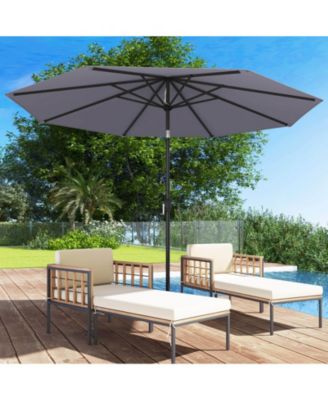 Outdoor Heavy Duty Market Umbrella with Tilt Mechanism Crank Handle 8 Sturdy Ribs