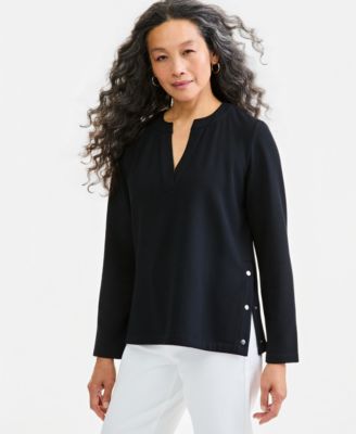 Women's Luxlounge Fleece Split Crewneck Top