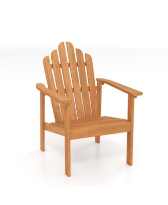 Stackable Adirondack Chair Acacia Wood Outdoor Chair With Slatted Backrest and Seat