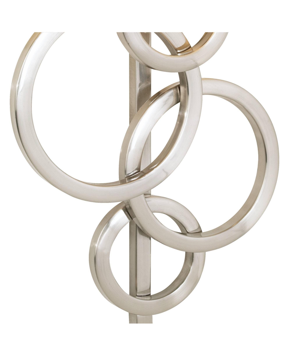 Possini Euro Design Circles Modern Wall Light Sconces Set of 2 Smart Sockets Brushed Nickel Plug-In 12" Fixture Off-White Shades Bedroom