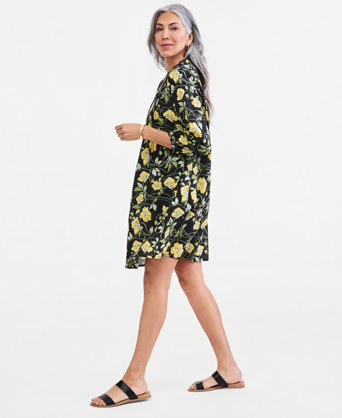 Style & Co Women's Printed Pintuck Shift Dress, Macy's Exclusive
