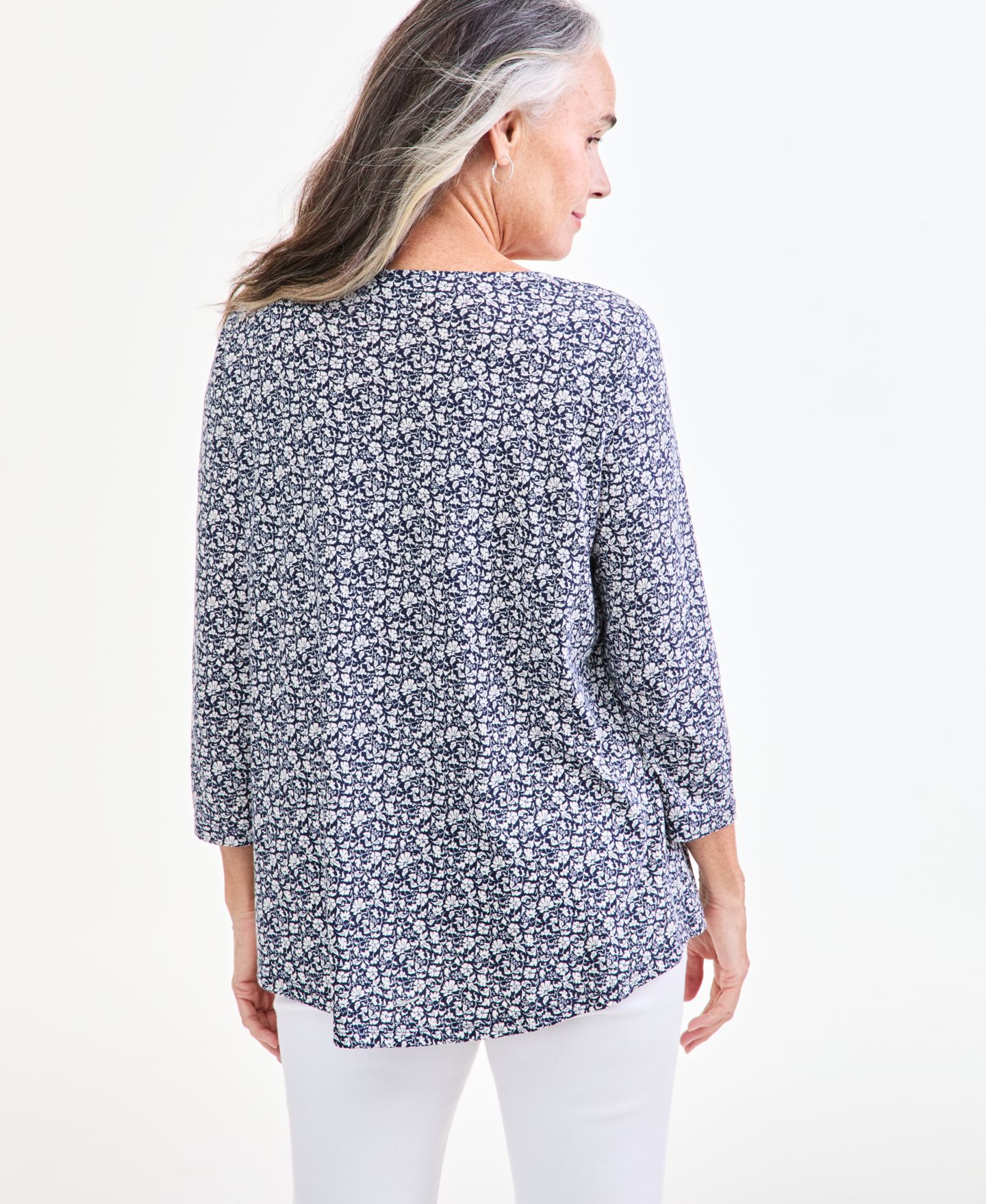 Женский топ Style & Co Pleated 3/4-Sleeve Knit Top, цвет: Синий — фото 3