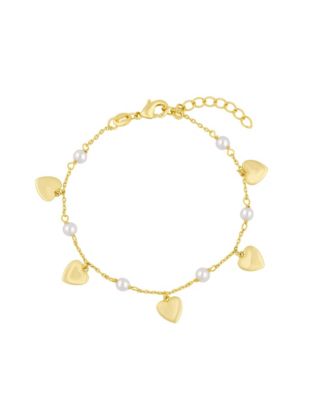 Polished Heart Charm Pearl Anklet