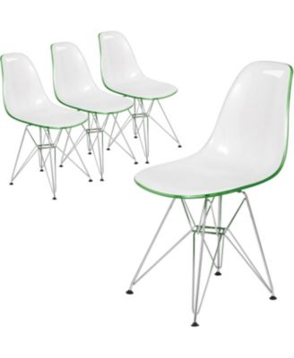 Cresco Acrylic Dining Chair Set of 4 Chrome Eiffel Base and Curved Back Design, Ergonomic and Lightweight Accent Side Chair