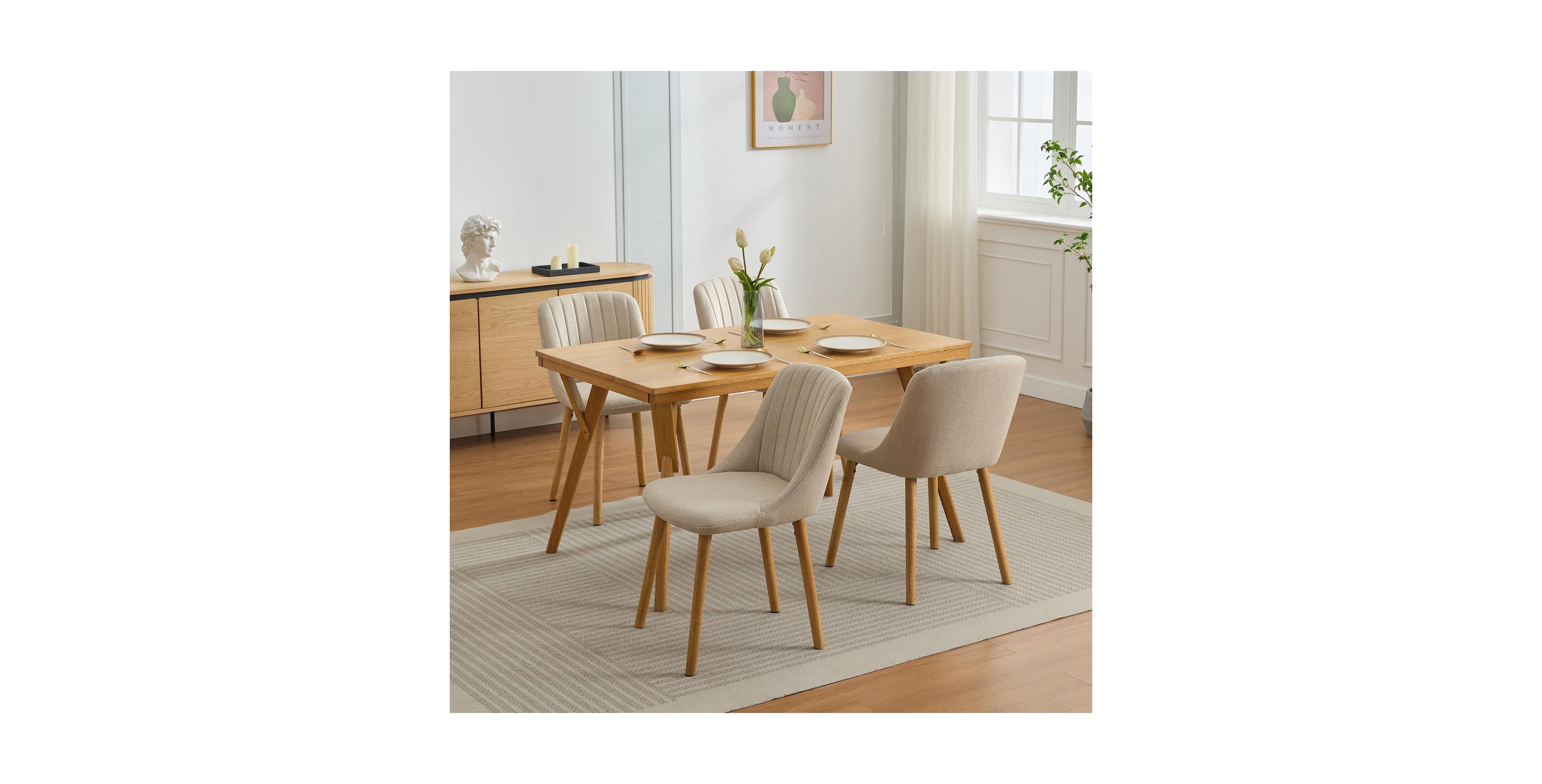 homfan Set of 4 Upholstered Modern Dining Chairs - Curved High Back Ergonomic and Comfortable Side for Kitchen, Room
