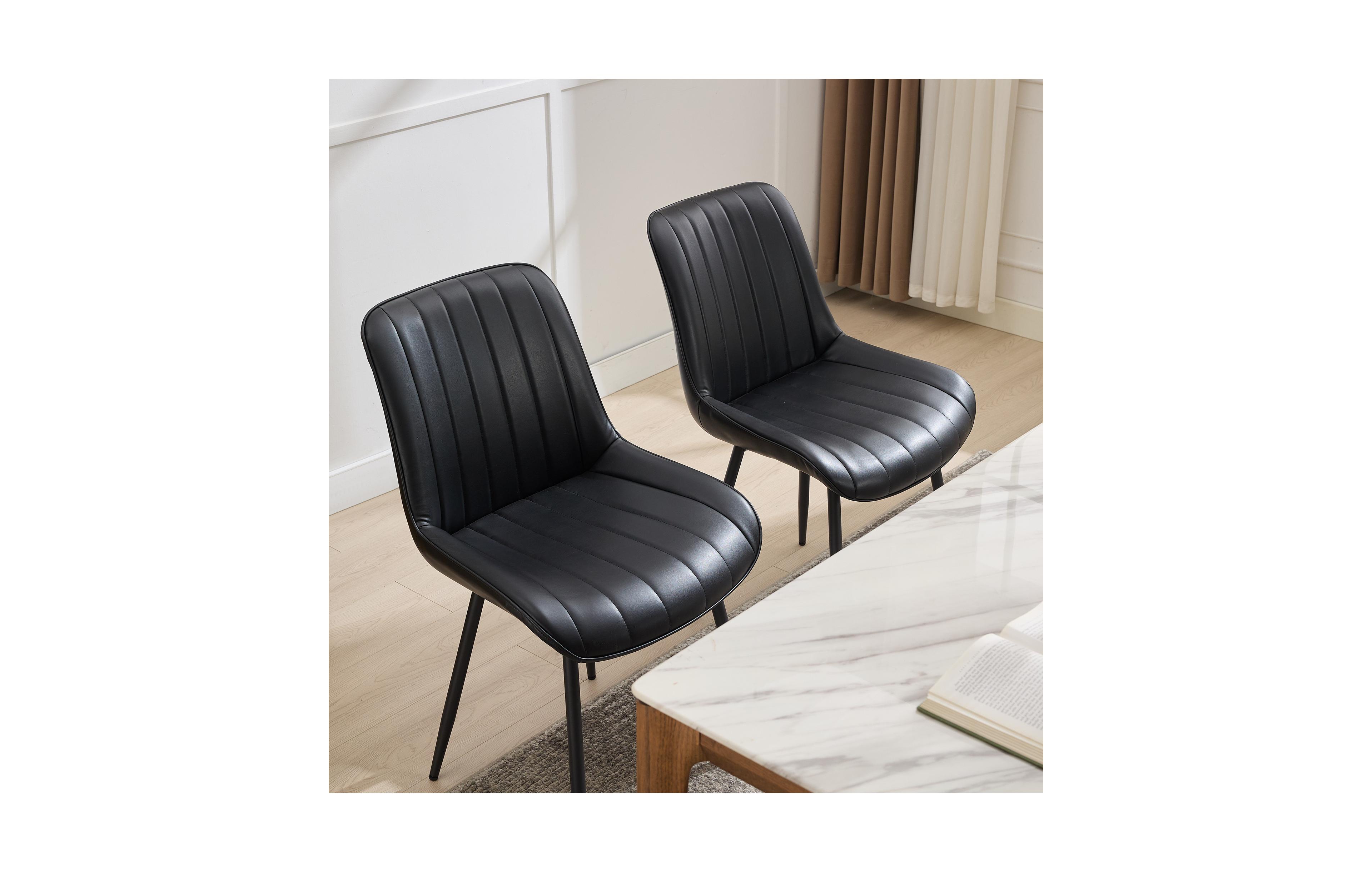 homfan Set of 2 Dining Chairs, Faux Leather Upholstered Chairs with Metal Legs for Room or Kitchen