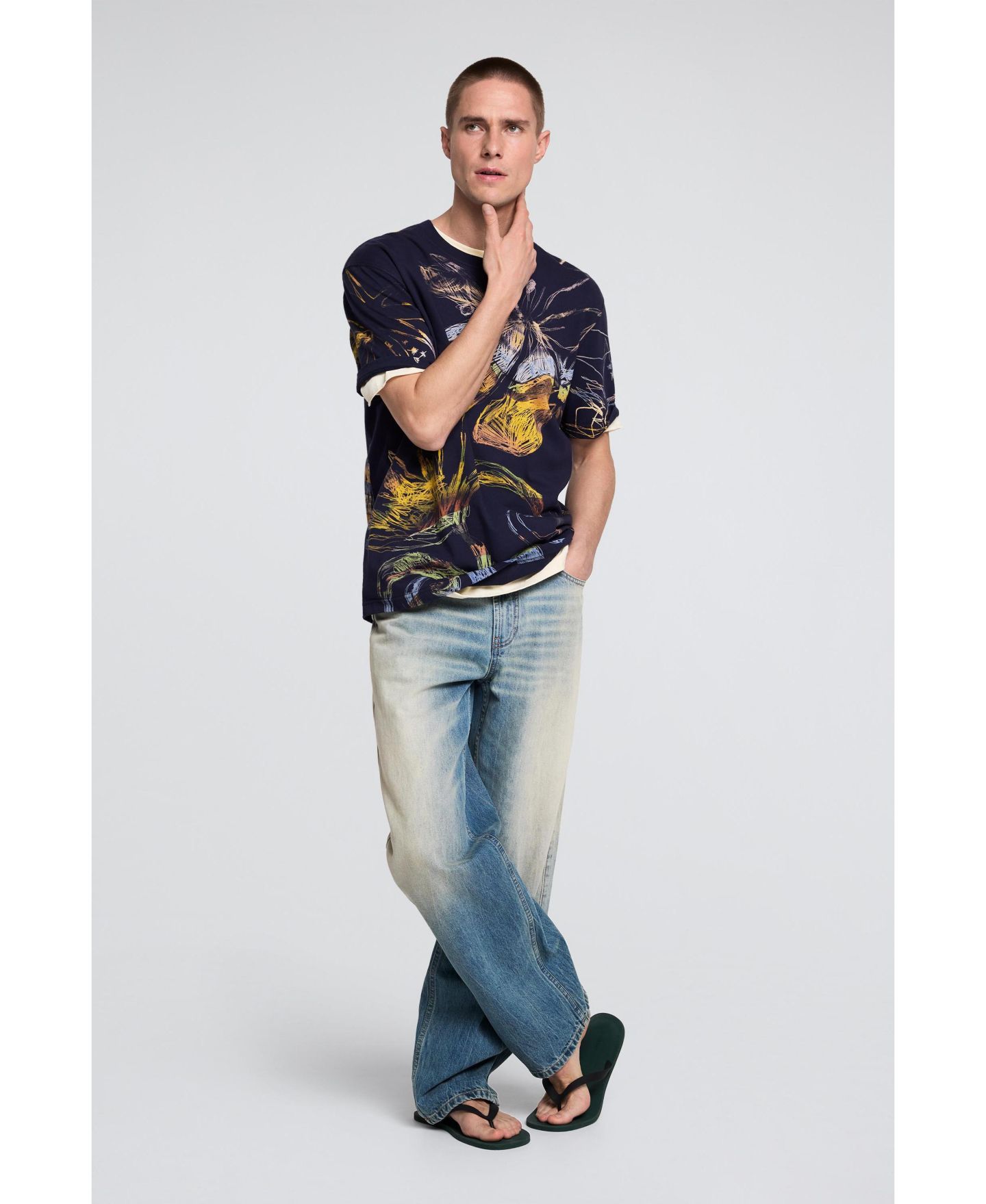 Мужская футболка Desigual Organic print, цвет: Тёмно-синий — фото 2