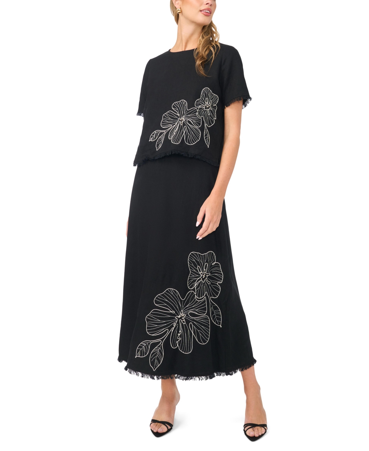 Vince Camuto Women's Printed Invisible Zipper Maxi Skirt
