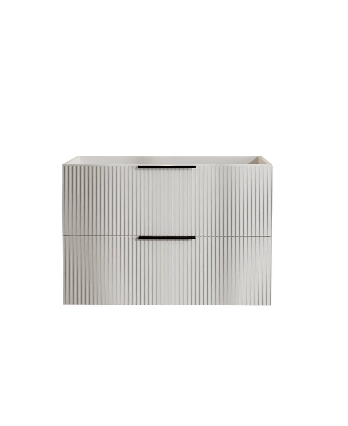 Sillysis Wall Mounted Bathroom Vanity with Ribbed Drawers, U-Shaped Organizer