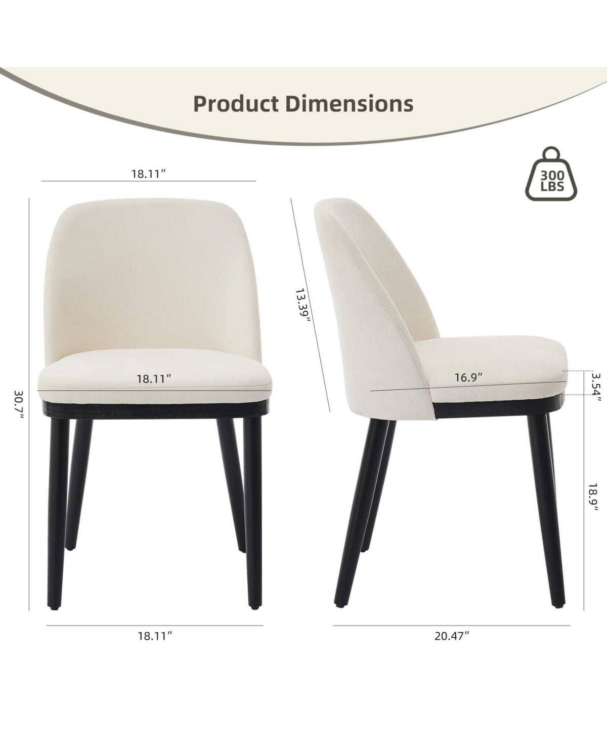 homfan Upholstered Dining Chairs Set of 6, Modern Kitchen with Thick Cushions, Room Chair Wood Legs for