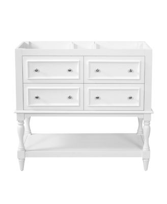 36 Inch Classic Bathroom Vanity without Top, Solid Wood MDF Cabinet, 4 Drawers, Open Shelf Storage