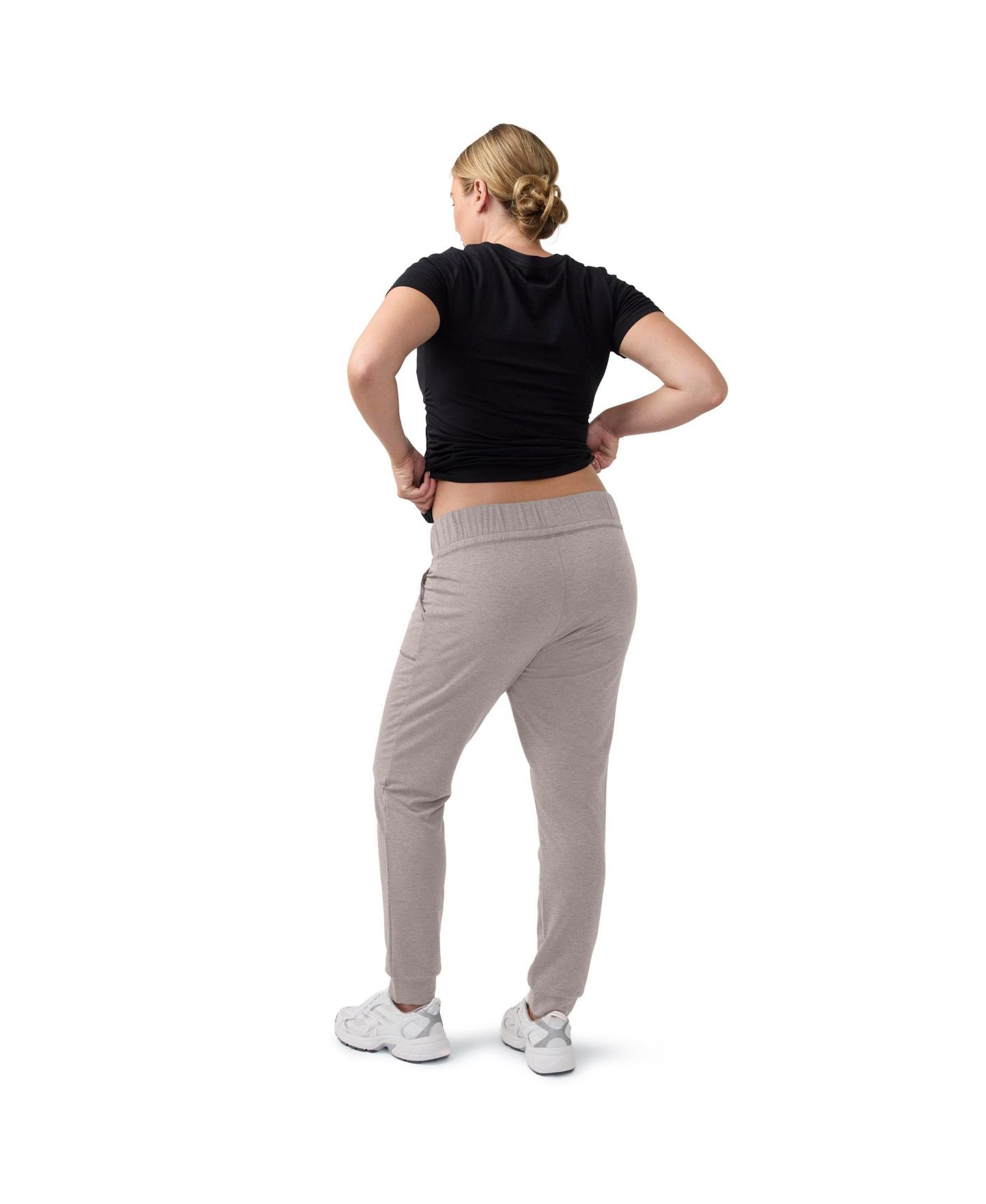 Женские брюки Ingrid + Isabel Maternity Knit Jogger Bundle 2-Pack, цвет: Чёрный / Серо-бежевый — фото 5