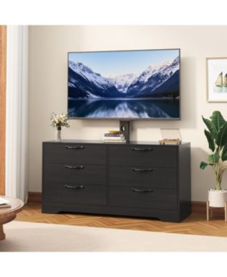 63"Modern TV Stand for Up to 75" TV, Adjustable Height Media Console with 6 Drawers, MDF Entertainment Center for Living Room