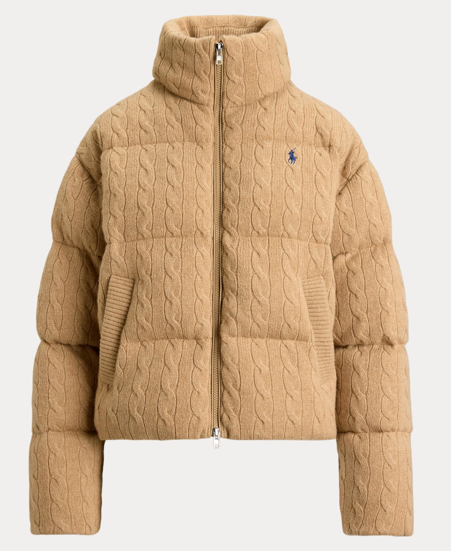 Женская куртка Polo Ralph Lauren Mock-Neck Puffer, цвет: Верблюжий меланжевый — фото 5