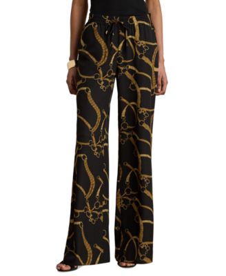 Women's Belting-Print Wide-Leg Pants