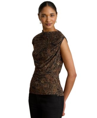 Women's Paisley Shirred Top