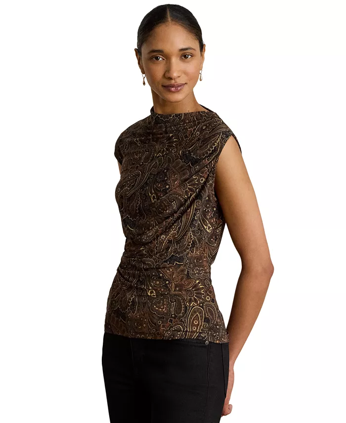 Women's Paisley Shirred Top