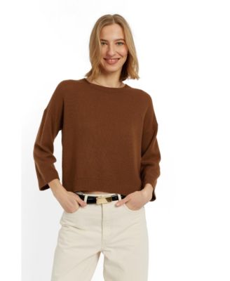 Women's Cloud Cashmere Cropped Sleeve Sweater