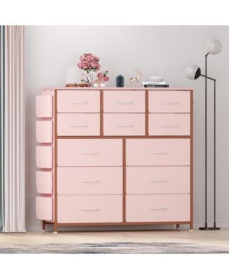 12-Drawer Dresser, Fabric Dresser for Bedroom with Side Pockets and Hooks, Tall Storage Tower with Adjustable Feet for Living Room, Hallway