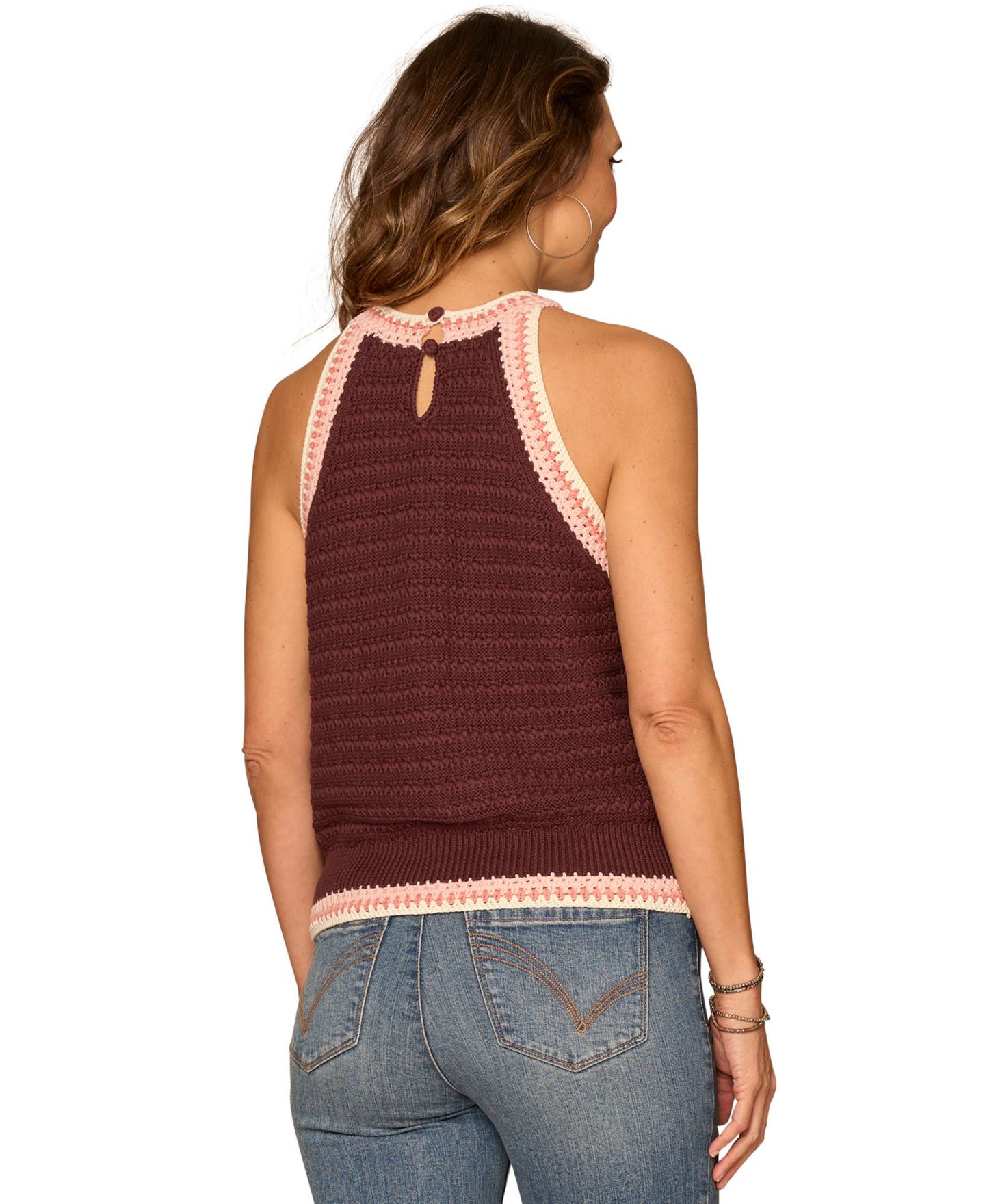 Женский свитер Democracy Petite Round Neck Sweater Tank Top, цвет: Вишнёвый шоколадный — фото 3