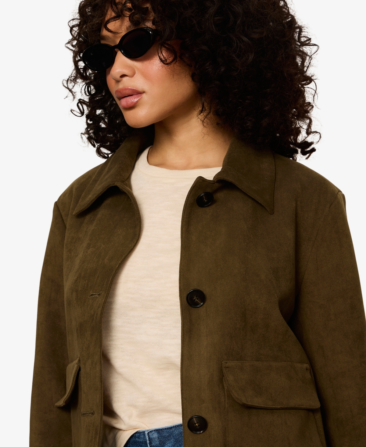 Sanctuary Petite Avid Spread Collar Button-Front Jacket