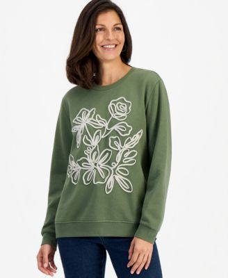 Women's Petite Soutache Fleece Pull-On Sweatshirt