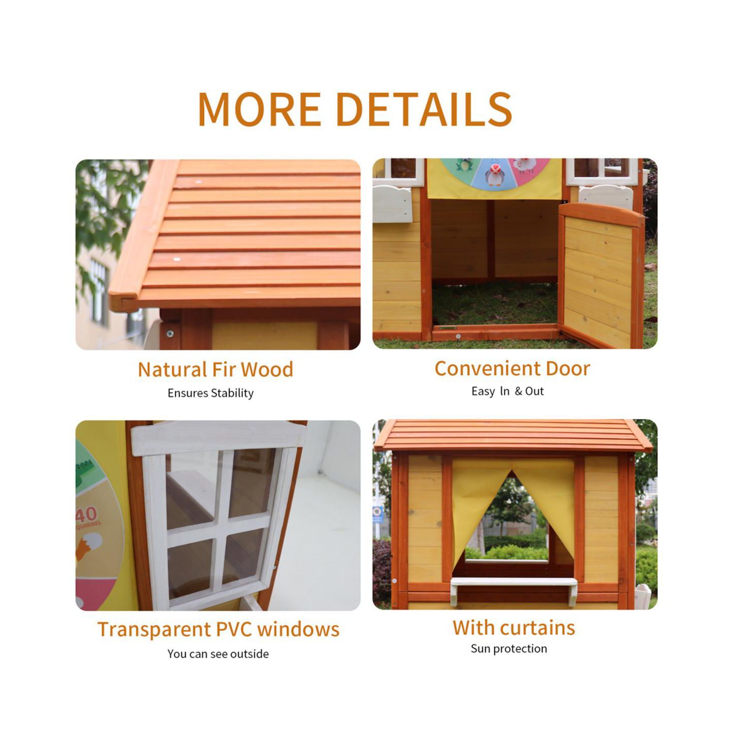 Детская игрушка YOBTOP Wooden Outdoor Cottage Playhouse with Working Doors and Windows, Ages 3-8 — фото 5