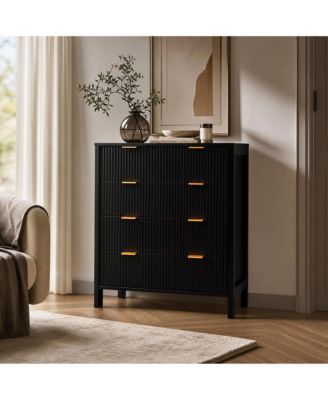 4-Drawer Chest Cabinet with Spacious Storage, Freestanding Dresser for Bedroom Living Room Entryway