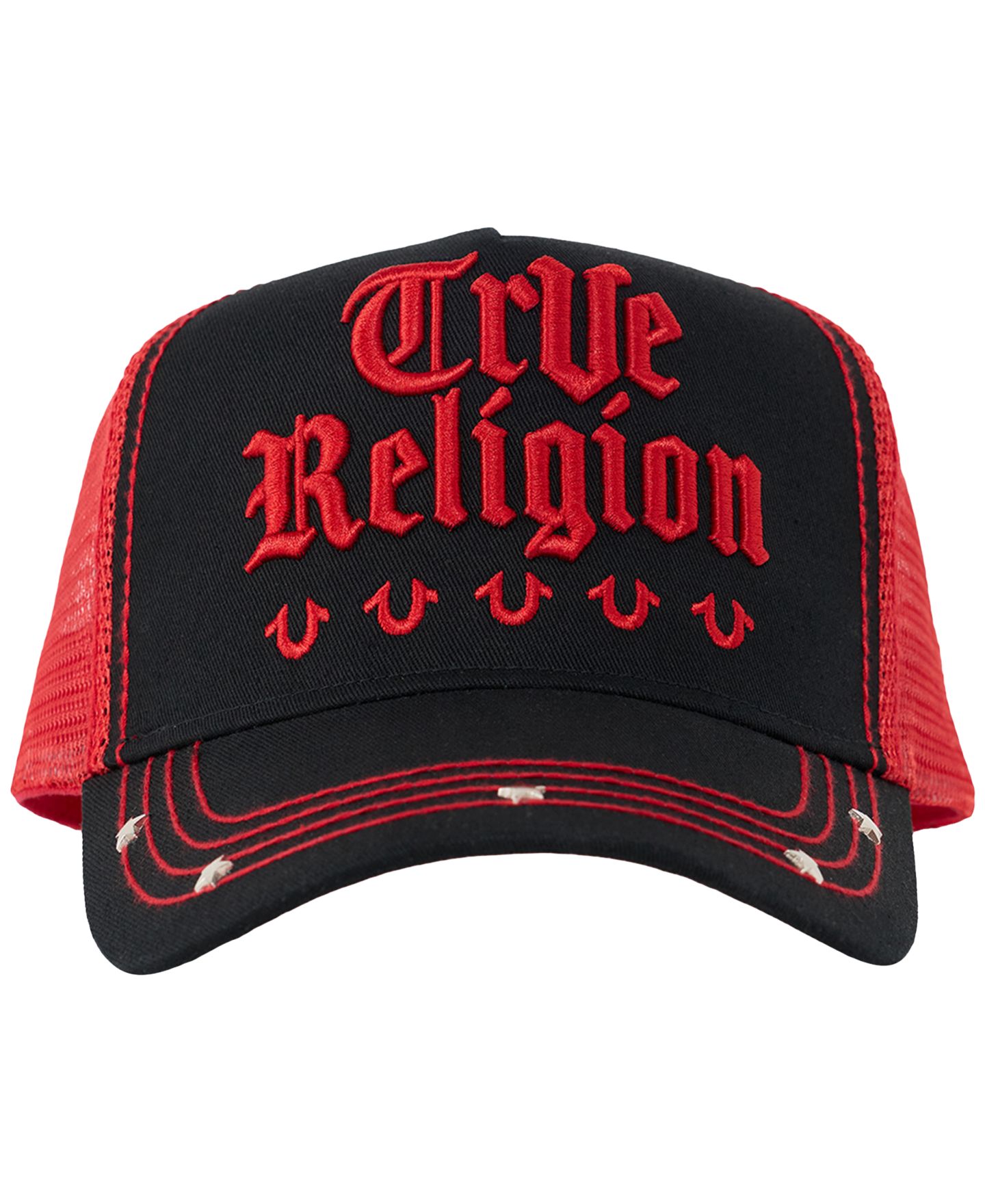 Мужская кепка True Religion Star Trucker Hat, цвет: Угольно-чёрный / Красный — фото 3