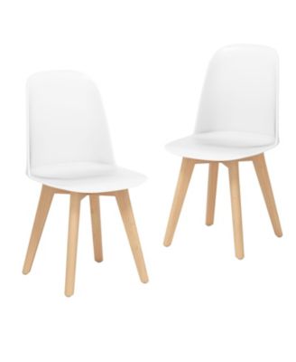 Modern Dining Chair Set of 2 with Solid Beech Wood Legs and Tilt Backrest