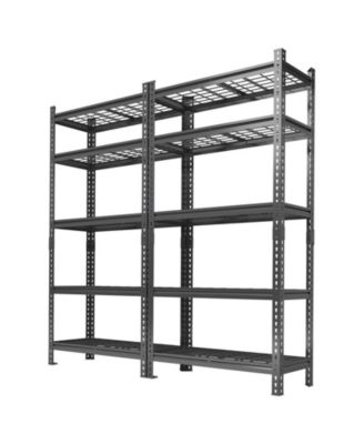 Set of 2 Storage Shelves, Heavy Duty Metal Shelving Unit with Adjustable Shelves for Pantry or Basement