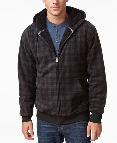Weatherproof Vintage Men's Plaid Sherpa-Lined Hoodie, Classic Fit
