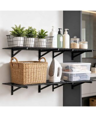 Wall Mounted Shelf Set of 4, 2x3 Ft Metal Floating Shelf with 1400 Lb Capacity for Kitchen or Laundry Room
