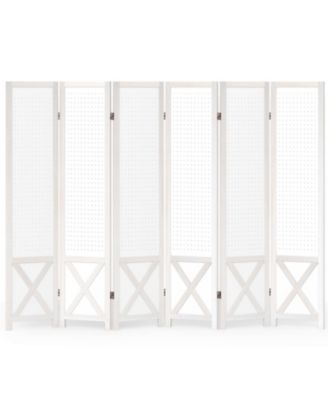 6-Panel Pegboard Room Divider 67-Inch Tall Foldable Privacy Screen