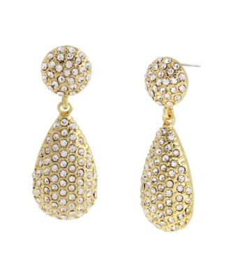 Faux-Stone Boho Pav&eacute; Double Drop Earrings