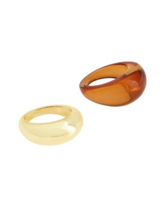 Brown Boho Chunky Resin Duo Ring Set