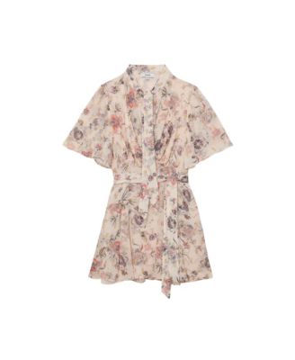Women's Metallic-Floral Flippy Mini Dress