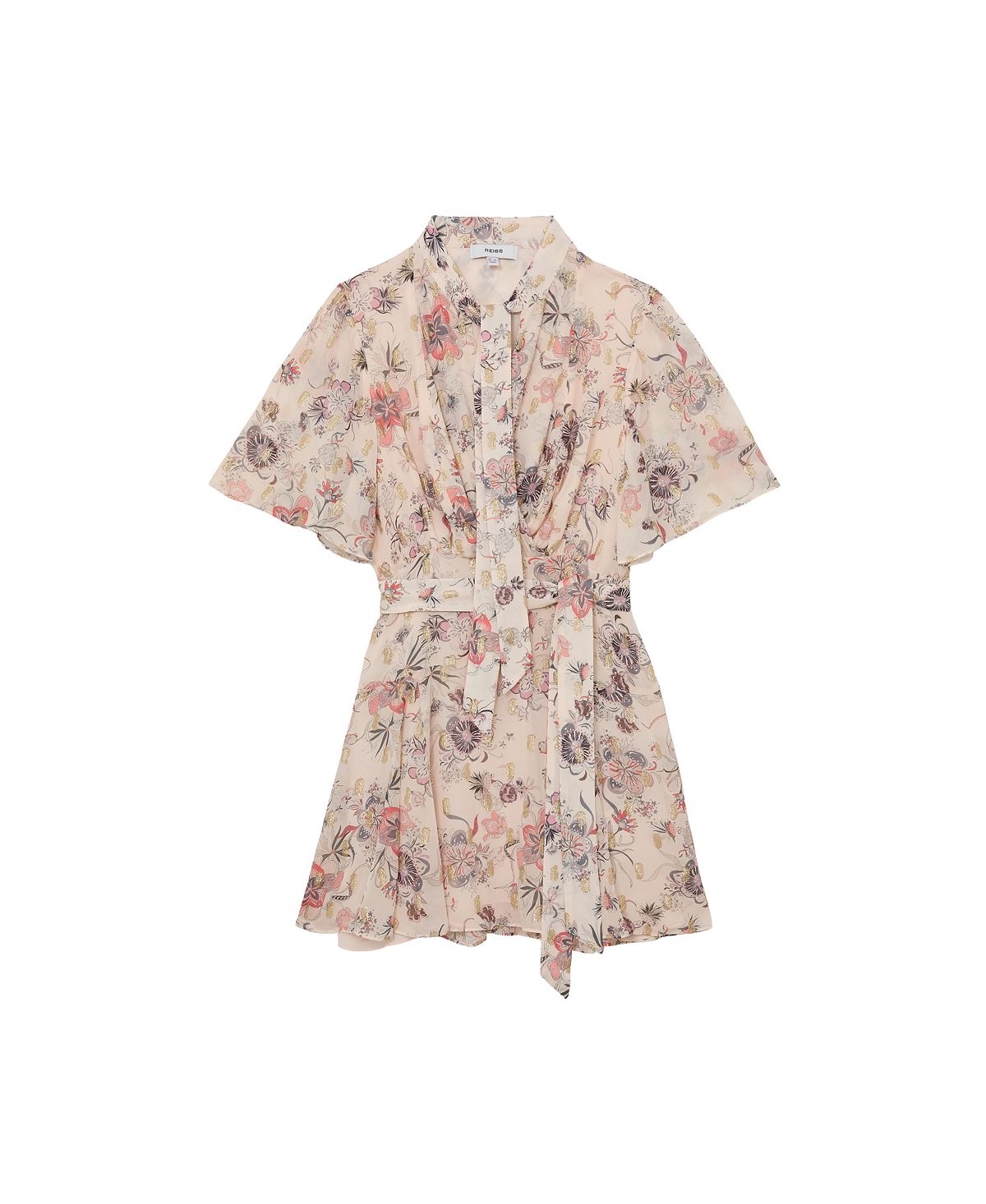 REISS Women's Metallic-Floral Flippy Mini Dress view 1 — MAYCSS fashion products