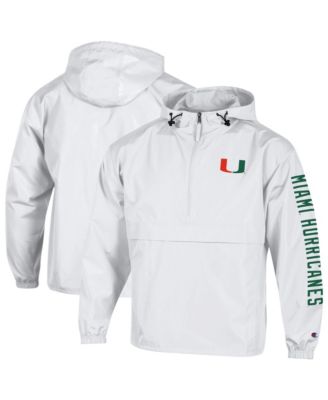 Men's White Miami Hurricanes Cloud Packable Half-Zip Hooded Jacket