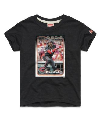 Big Boys and Girls Elly De La Cruz Charcoal Cincinnati Reds Topps Baseball Card Tri-Blend T-Shirt